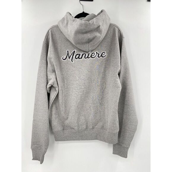 A Ma Maniere Cursive Hoodie Gray Embroidered Cotton Pullover Jordan NWT Sz Small - Picture 7 of 8
